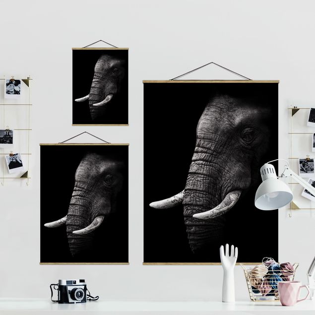 Obrazy ze zwierzętami Portret ciemnego słonia