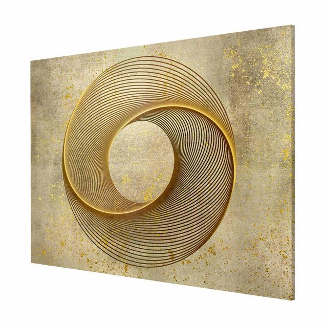 Obrazy nowoczesne Koło sztuki liniowej Spirala złota