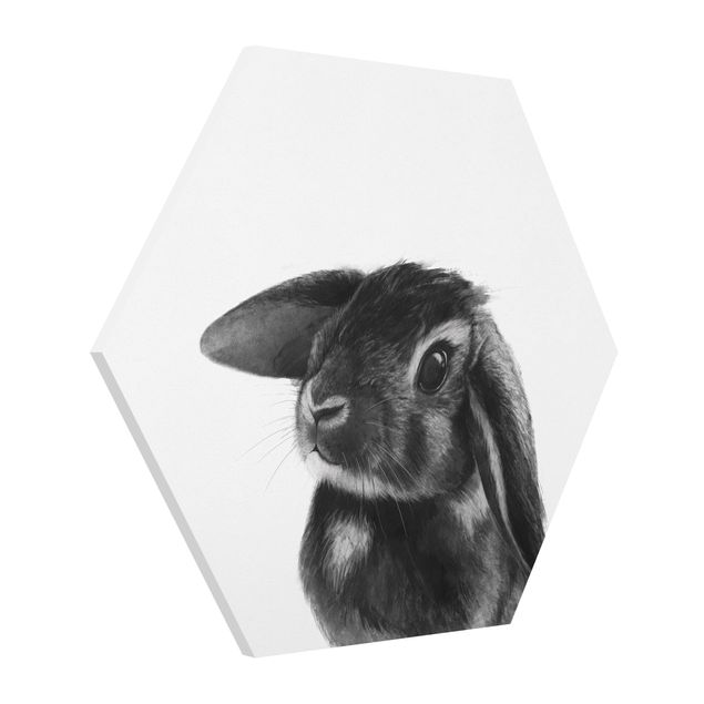 Obrazy ze zwierzętami Ilustracja królik czarno-biały rysunek