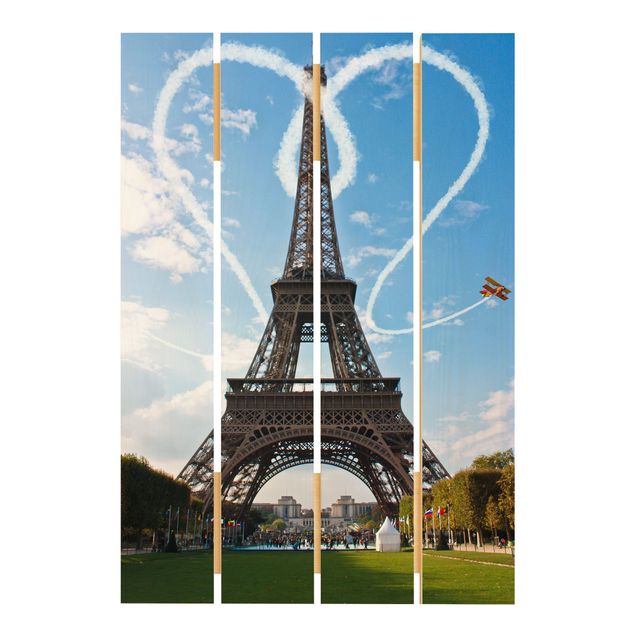 Obraz z drewna - Paryż - miasto miłości