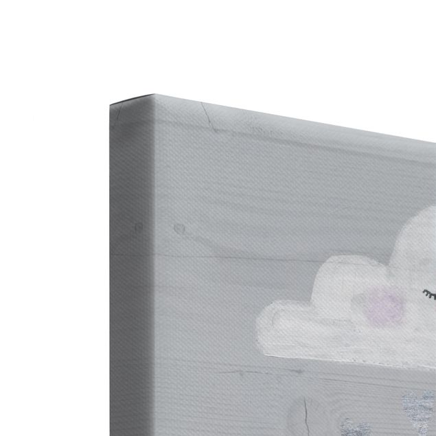 Obraz na płótnie 2-częściowy - Zestaw chmur ze srebrnymi sercami i kroplami I
