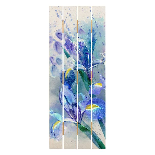 Obraz z drewna - Akwarela Kwiaty Irys
