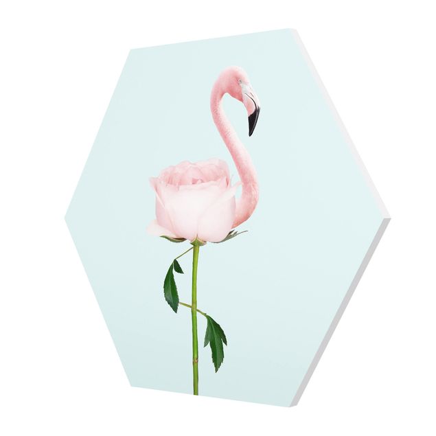 Obrazy z motywem kwiatowym Flamingo z różą