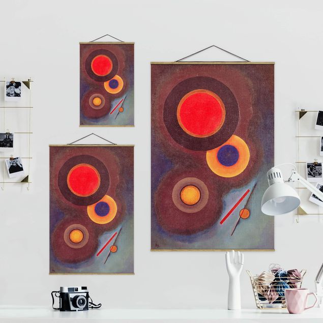 Czerwony obraz Wassily Kandinsky - Kręgi i linie