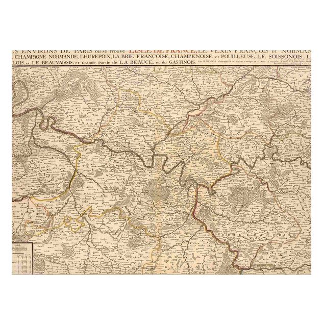 Obrazy do salonu Mapa Francji w stylu vintage