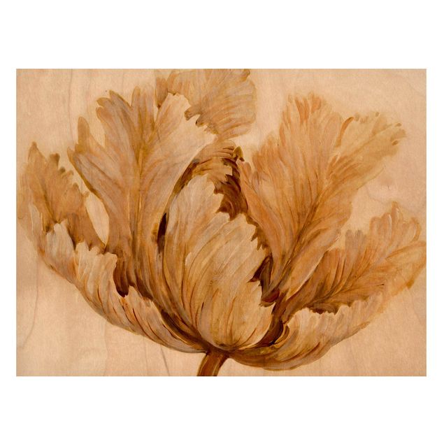 Nowoczesne obrazy do salonu Sepia Tulipan na drewnie