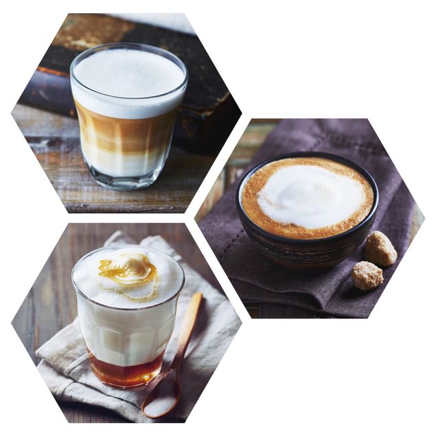 Obraz heksagonalny z Forex 3-częściowy - Caffè Latte
