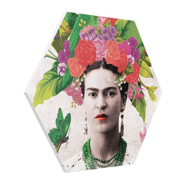 Obraz z motylem Frida Kahlo - Portret z kwiatami