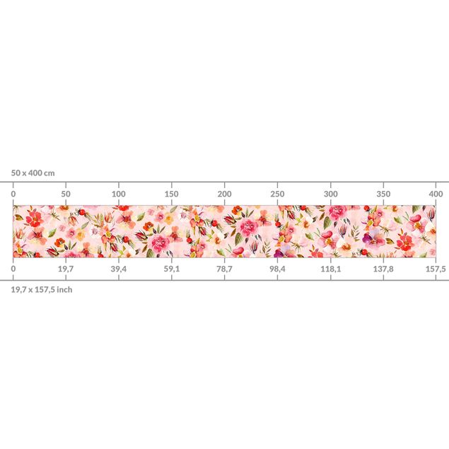 Panel ścienny do kuchni - Akwarelowe Kwiaty na różowo