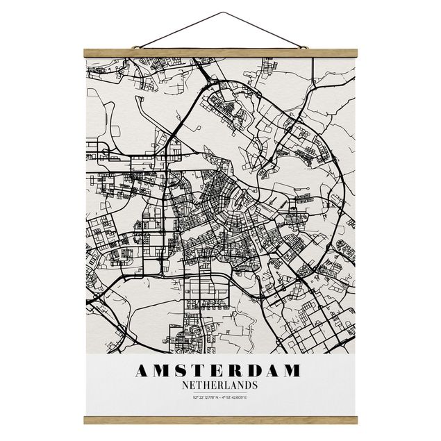 Obrazy z napisami Mapa miasta Amsterdam - Klasyczna