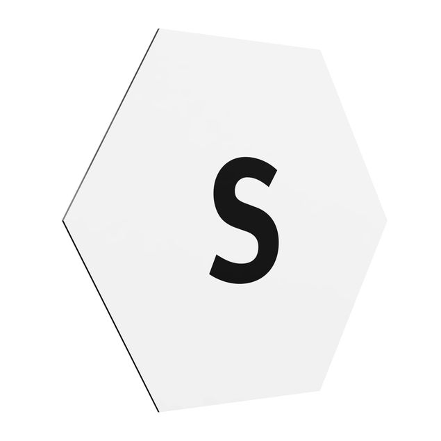 Obraz heksagonalny z Alu-Dibond - Biała litera S