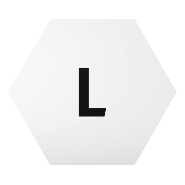 Obraz heksagonalny z Alu-Dibond - Biała litera L