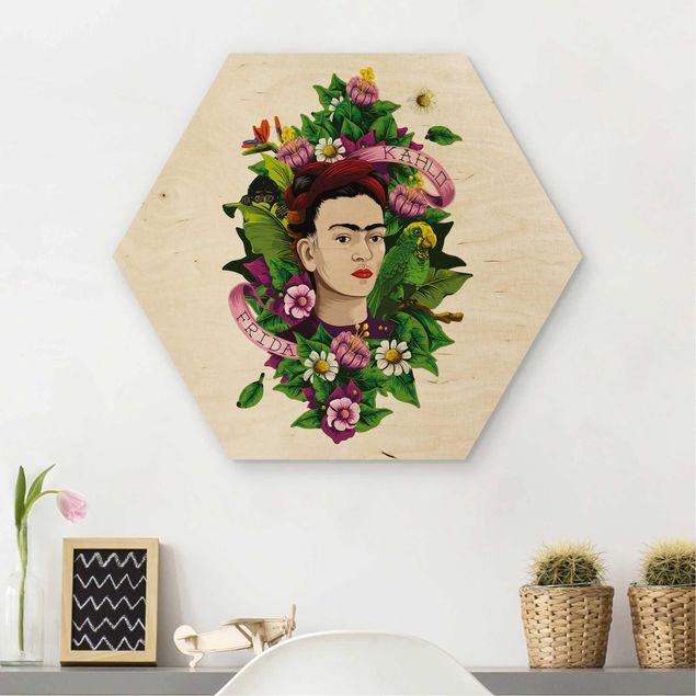 Dekoracja do kuchni Frida Kahlo - Frida, małpa i papuga