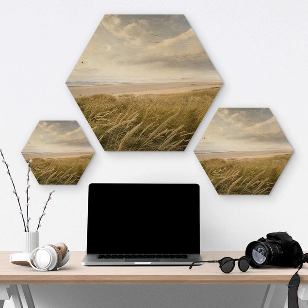Obraz heksagonalny z drewna - Sen o wydmach