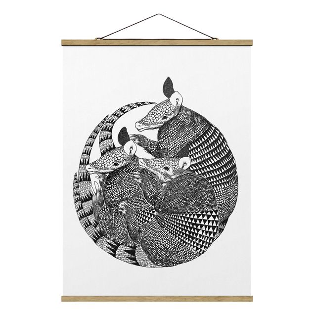 Obrazy ze zwierzętami Ilustracja Armadillos czarno-biały Pattern