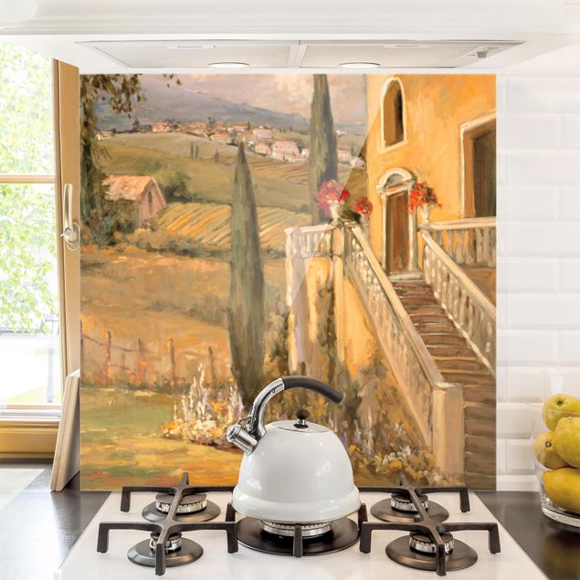 Dekoracja do kuchni Krajobraz włoski - schody do domu