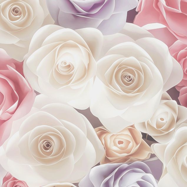 Folia samoprzylepna - Pastelowe papierowe róże artystyczne