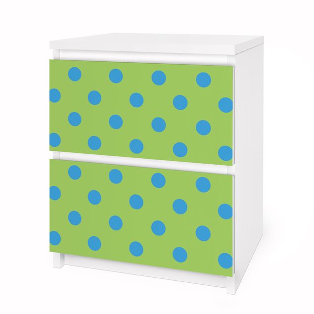 Okleina meblowa IKEA - Malm komoda, 2 szuflady - Nr DS92 Dot Design Girly Green