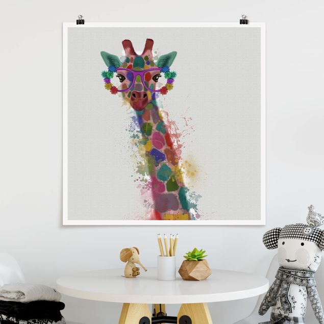 Nowoczesne obrazy Rainbow Splash Żyrafa