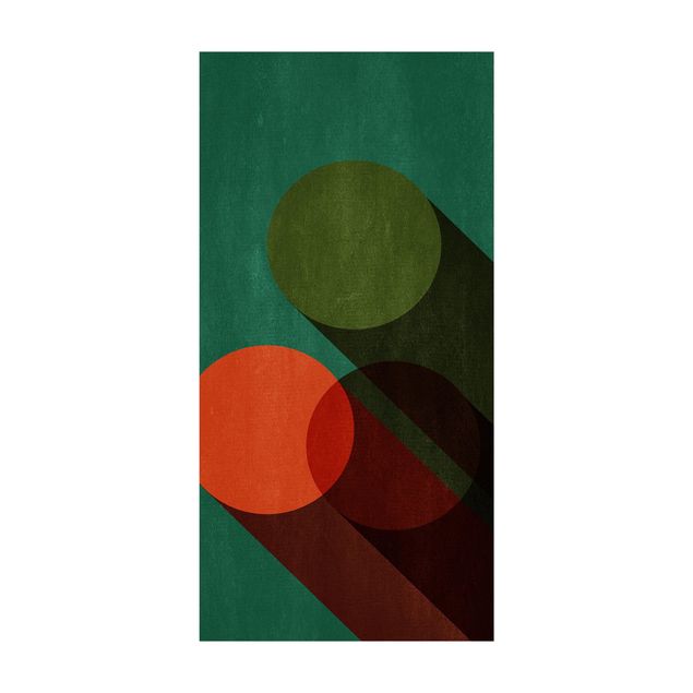 dywany nowoczesne Kształty abstrakcyjne - koła w zieleni i czerwieni