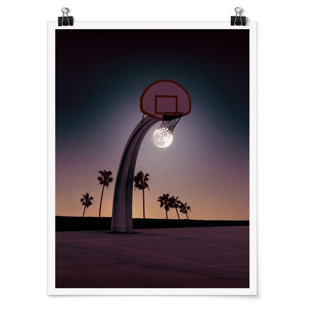 Obraz czarny Basketball z księżycem