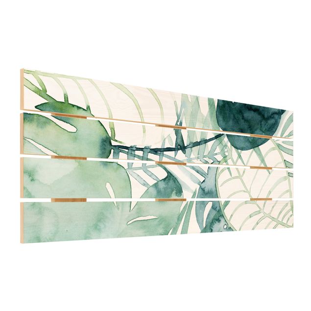 Obraz z drewna - Fronty palmowe w akwareli II