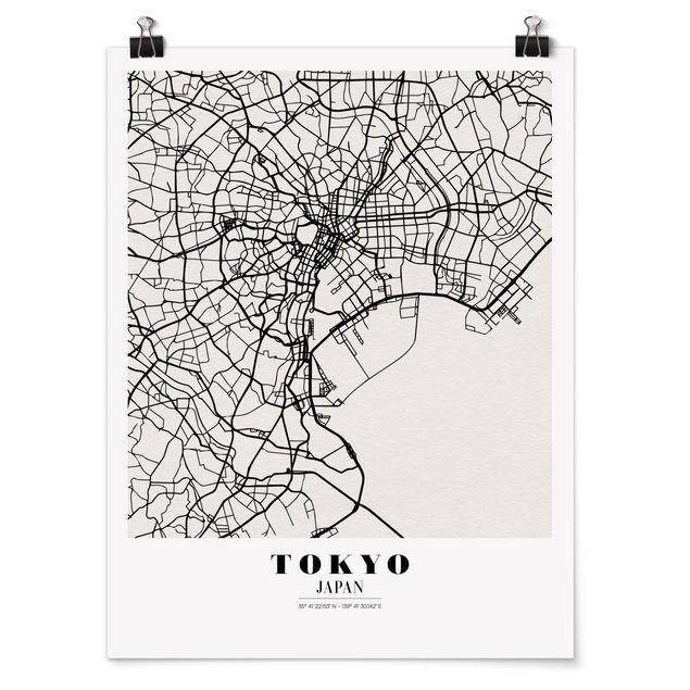 Nowoczesne obrazy do salonu Mapa miasta Tokio - Klasyczna