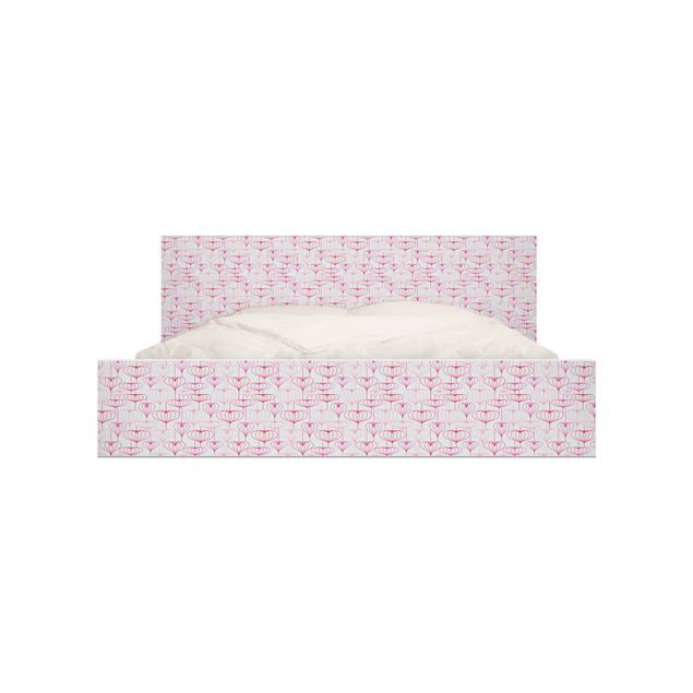 Okleina meblowa IKEA - Malm łóżko 140x200cm - Wzór serca