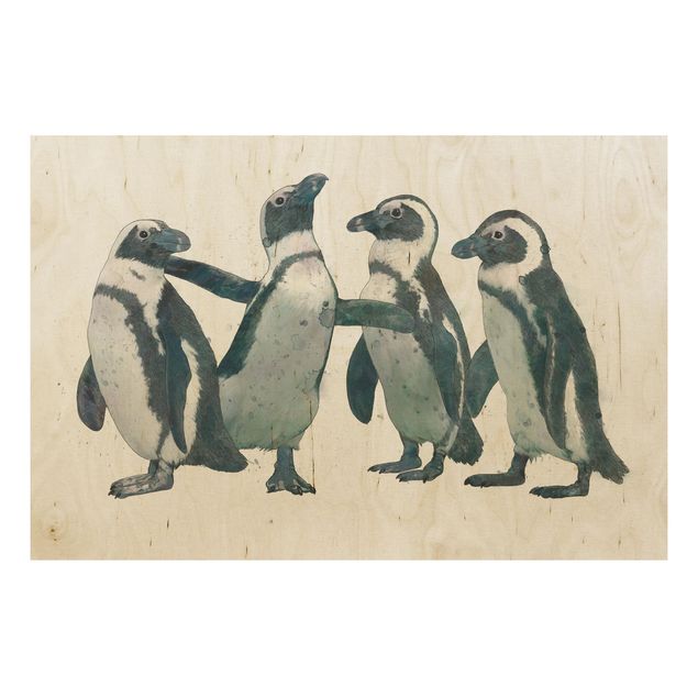 Obrazy na ścianę Ilustracja pingwinów czarno-biały Akwarela
