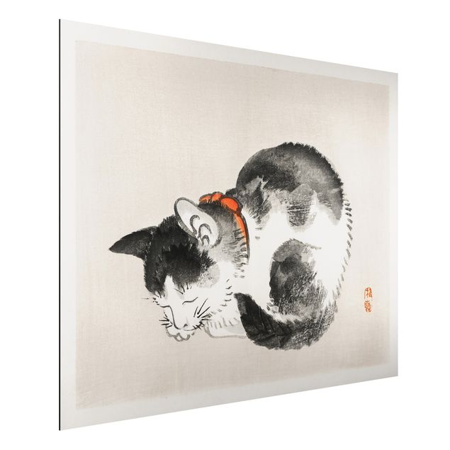 Dekoracja do kuchni Rysunki azjatyckie Vintage Śpiący kot