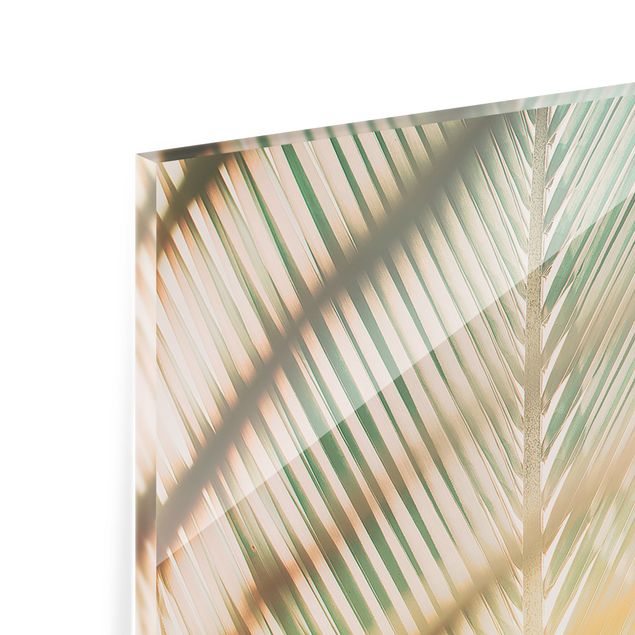 Panel szklany do kuchni - Rośliny tropikalne Palmy o zachodzie słońca II