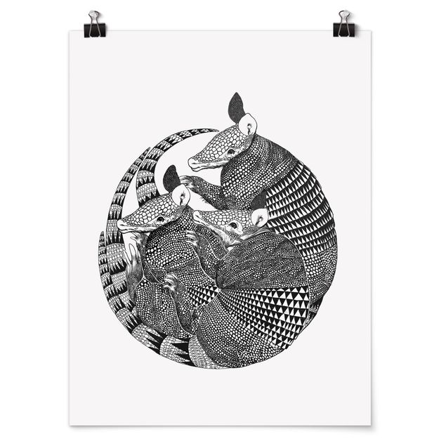 Zwierzęta obrazy Ilustracja Armadillos czarno-biały Pattern