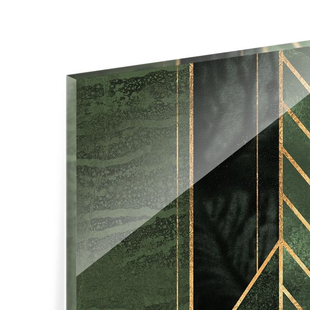 Panel szklany do kuchni - Kształty geometryczne Szmaragdowe złoto