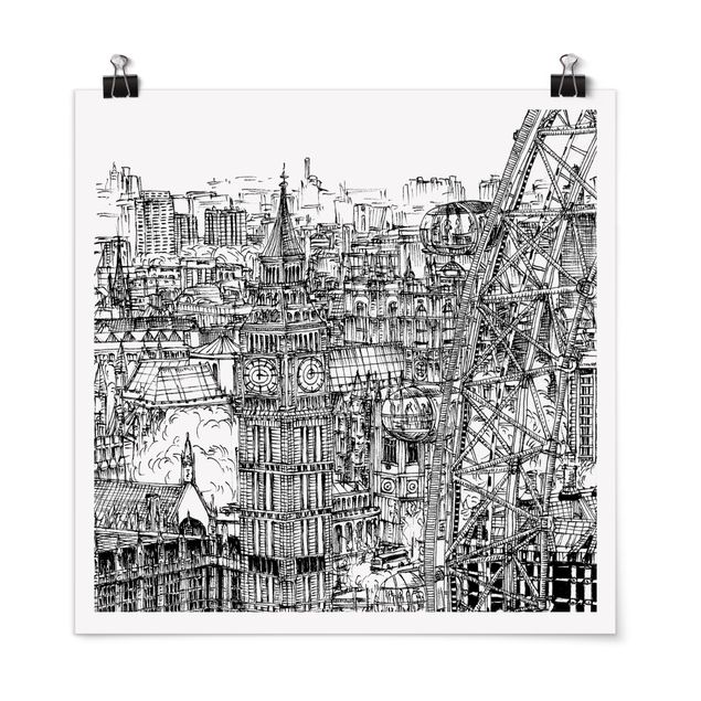 Obrazy nowoczesny Studium miasta - London Eye