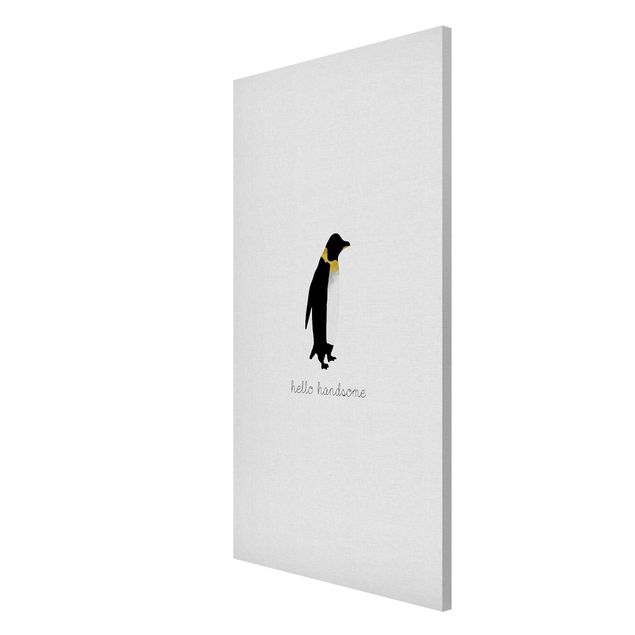 Czarno białe obrazy Cytat Pingwin Witaj przystojniaku