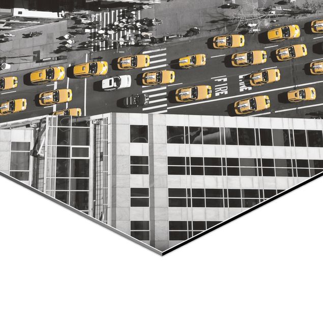 Obraz heksagonalny z Alu-Dibond 3-częściowy - Taksówki nowojorskie