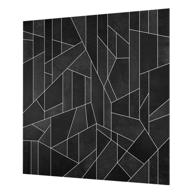Panel szklany do kuchni - czarno-biały Geometry Watercolour