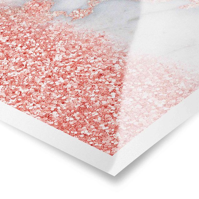 Plakaty abstrakcja Mamor look z różowym konfetti