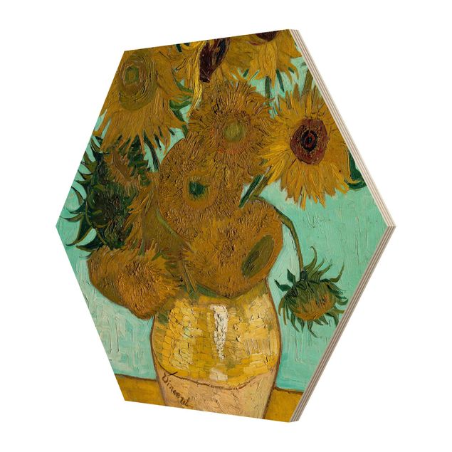 Obrazy z drewna Vincent van Gogh - Wazon ze słonecznikami