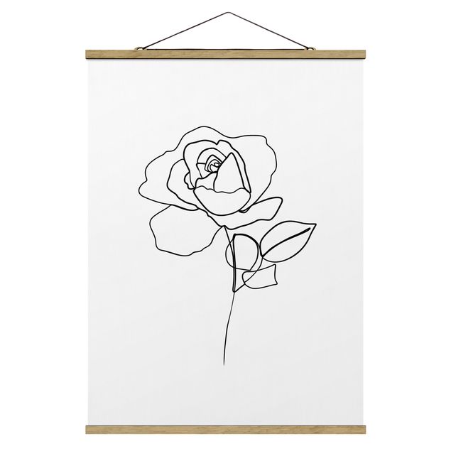 Nowoczesne obrazy Line Art Róża czarno-biały