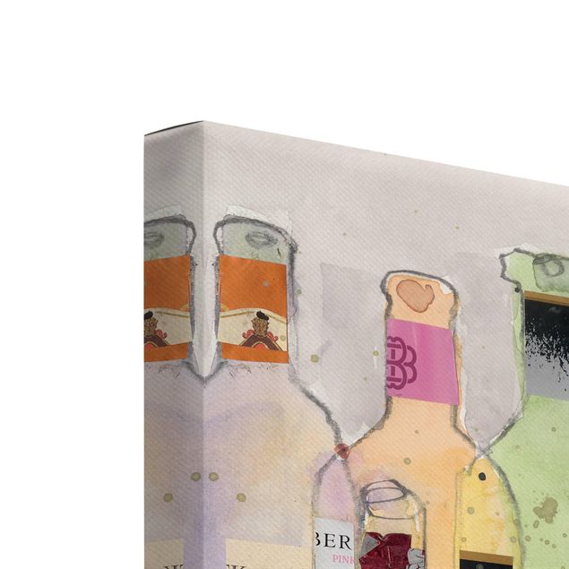 Obraz na płótnie 2-częściowy - Butelki do wina w akwareli Zestaw I