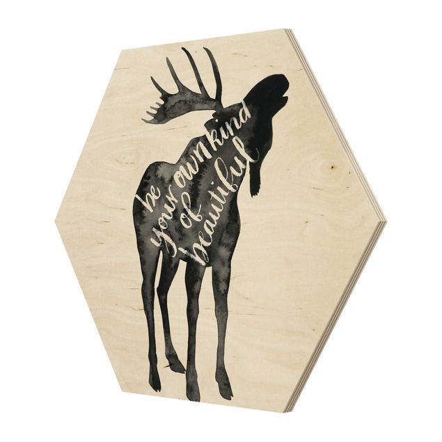 Obraz heksagonalny z drewna - Zwierzęta z mądrością - Łoś