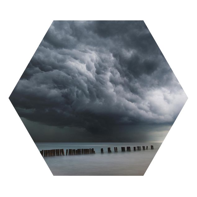 Obraz heksagonalny z Alu-Dibond - Chmury burzowe nad Morzem Bałtyckim