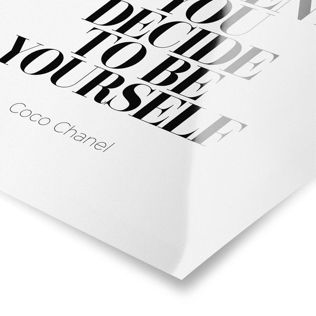 Plakaty czarno białe Bądź sobą Coco Chanel