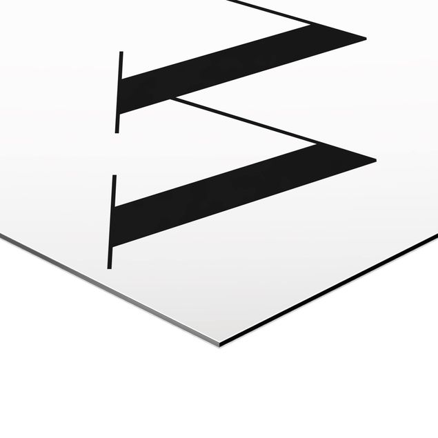 Obraz heksagonalny z Alu-Dibond - Biała litera Szeryf W