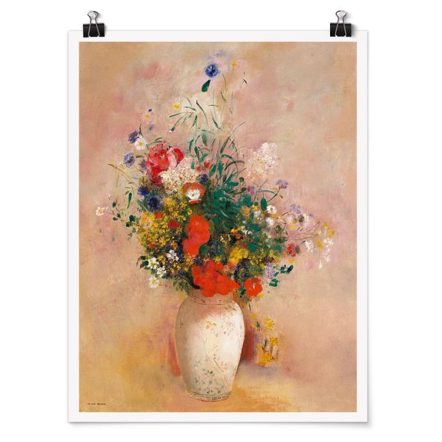 Obrazy kolorowe Odilon Redon - Wazon z kwiatami (tło różane)
