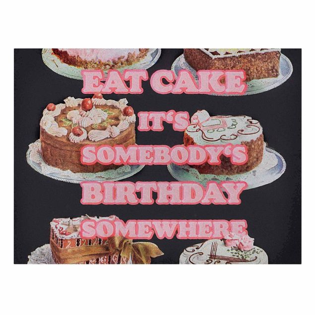 Obrazy retro Jedzenie tortu to urodziny