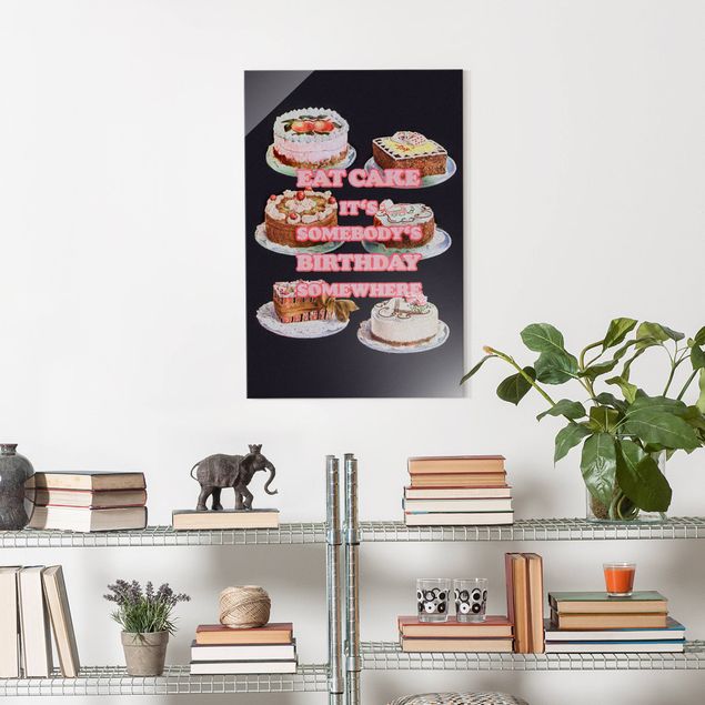 Obrazy na szkle artyści Jedzenie tortu to urodziny