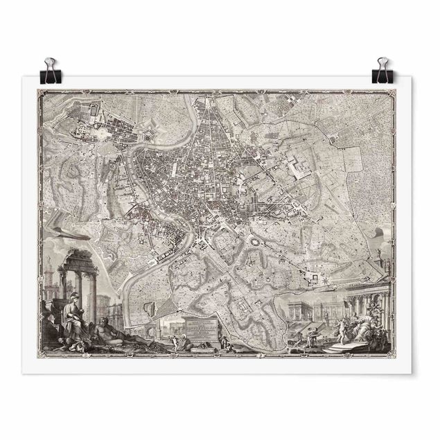 Obrazy retro Mapa miasta w stylu vintage Rzymu
