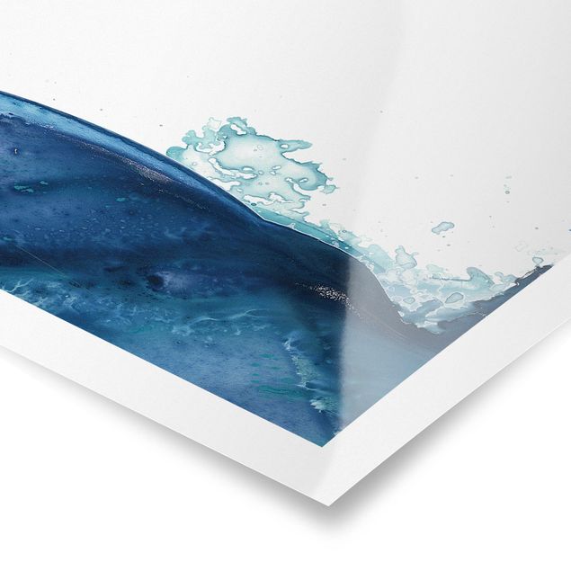 Plakaty abstrakcja Niebieski akwarelowy Wave II